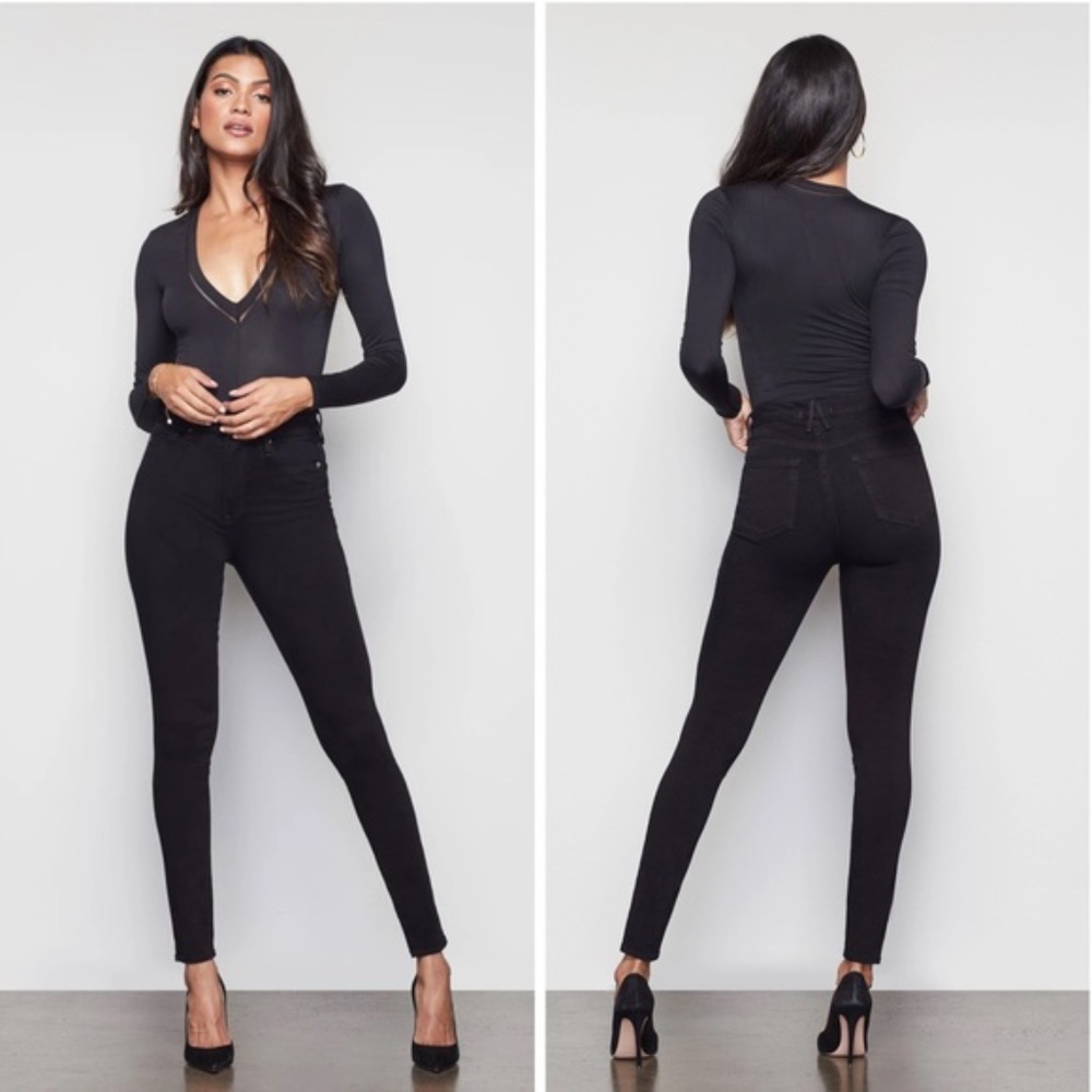 GOOD AMERICAN GOOD WAIST High Rise Skinny Fit Black Jeans